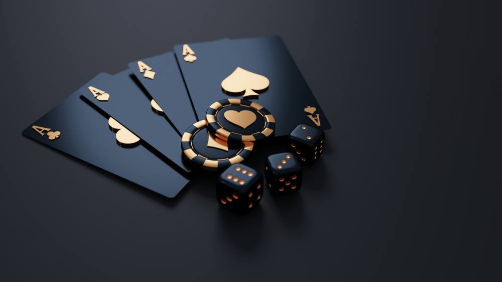 Layar mesin slot dengan simbol buah klasik